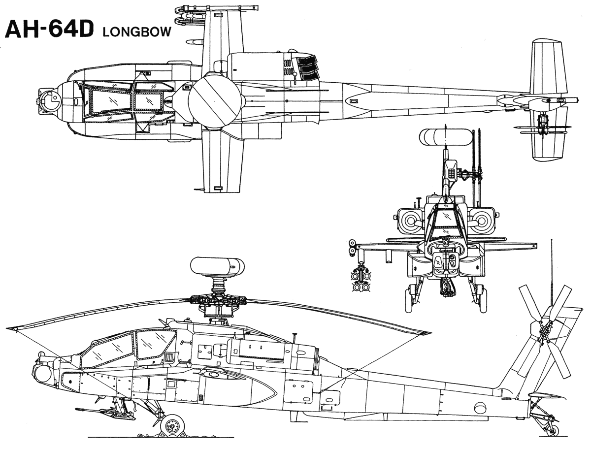 AH-64 阿帕奇攻击直升机  三视图