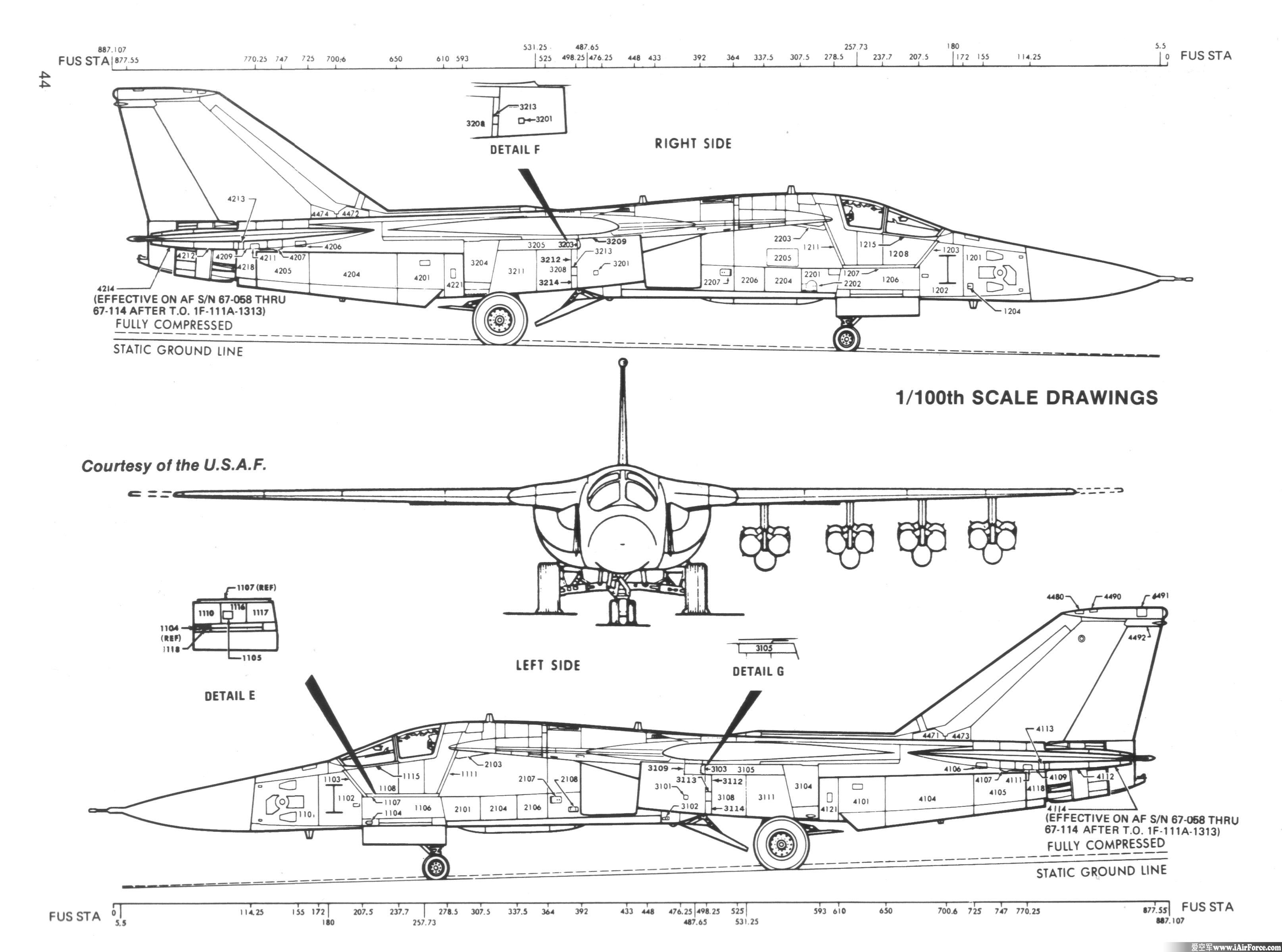F-111 战斗轰炸机 三视图