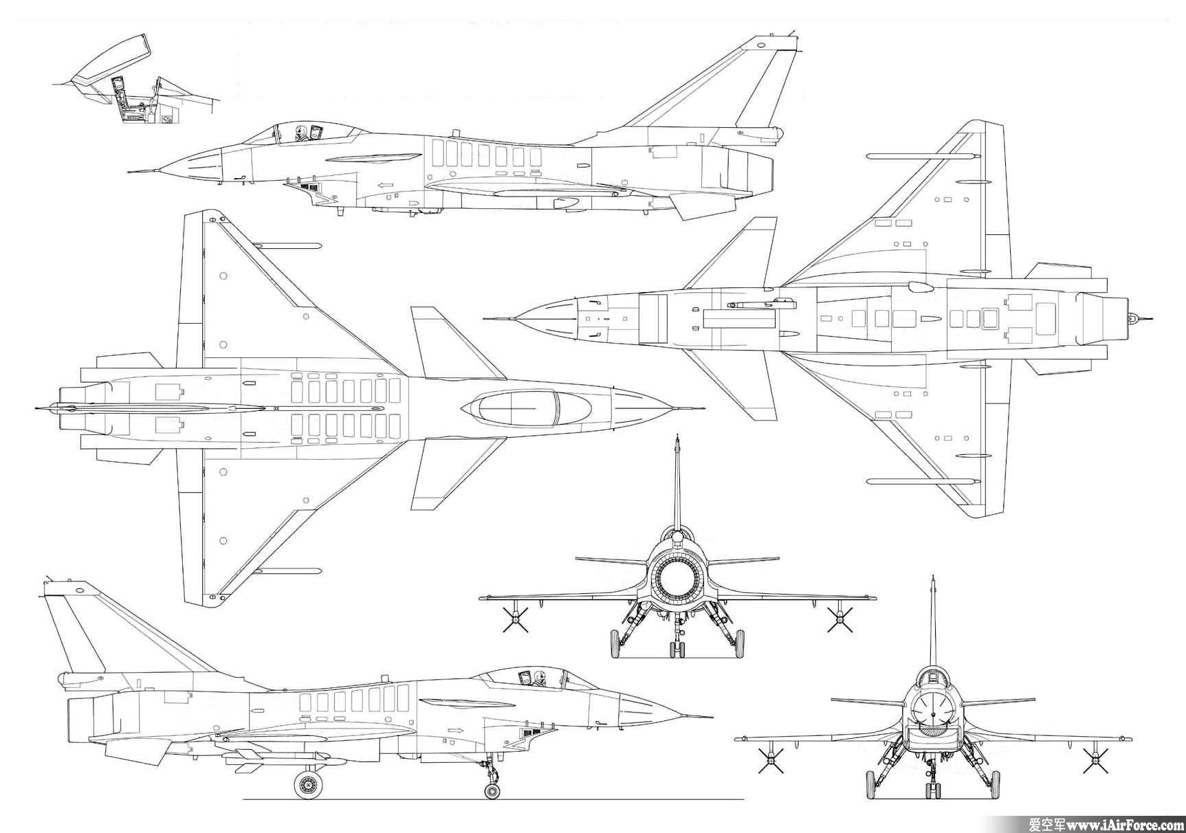 歼-10(J-10、歼10)三视图