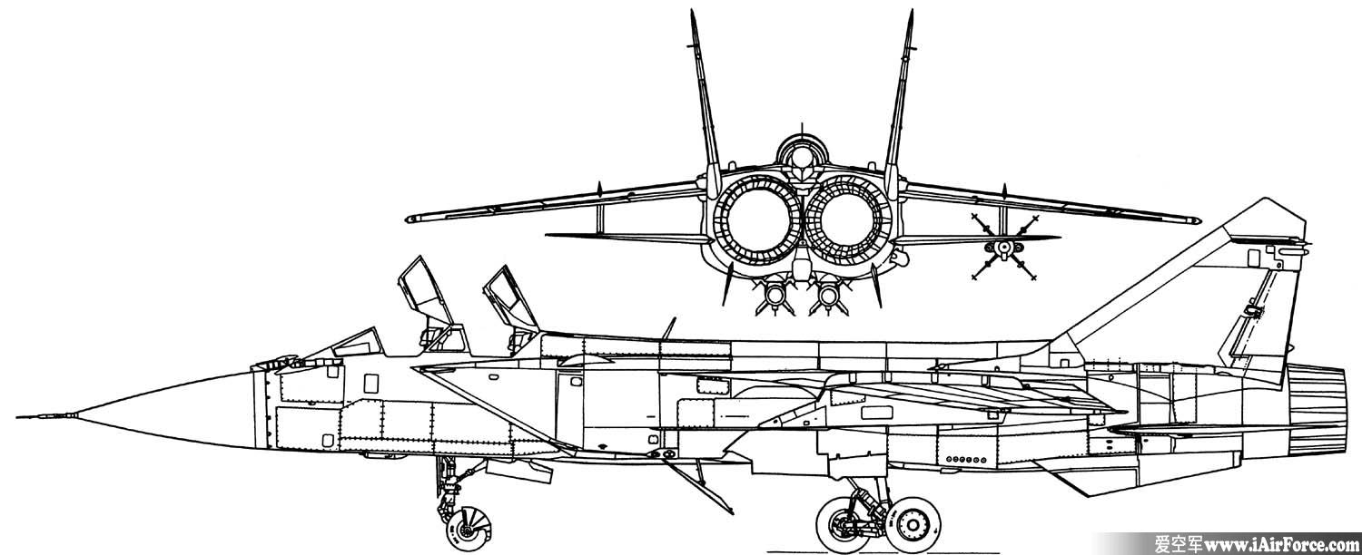 米格-31 战斗机 Mig-31 后视图 侧视图
