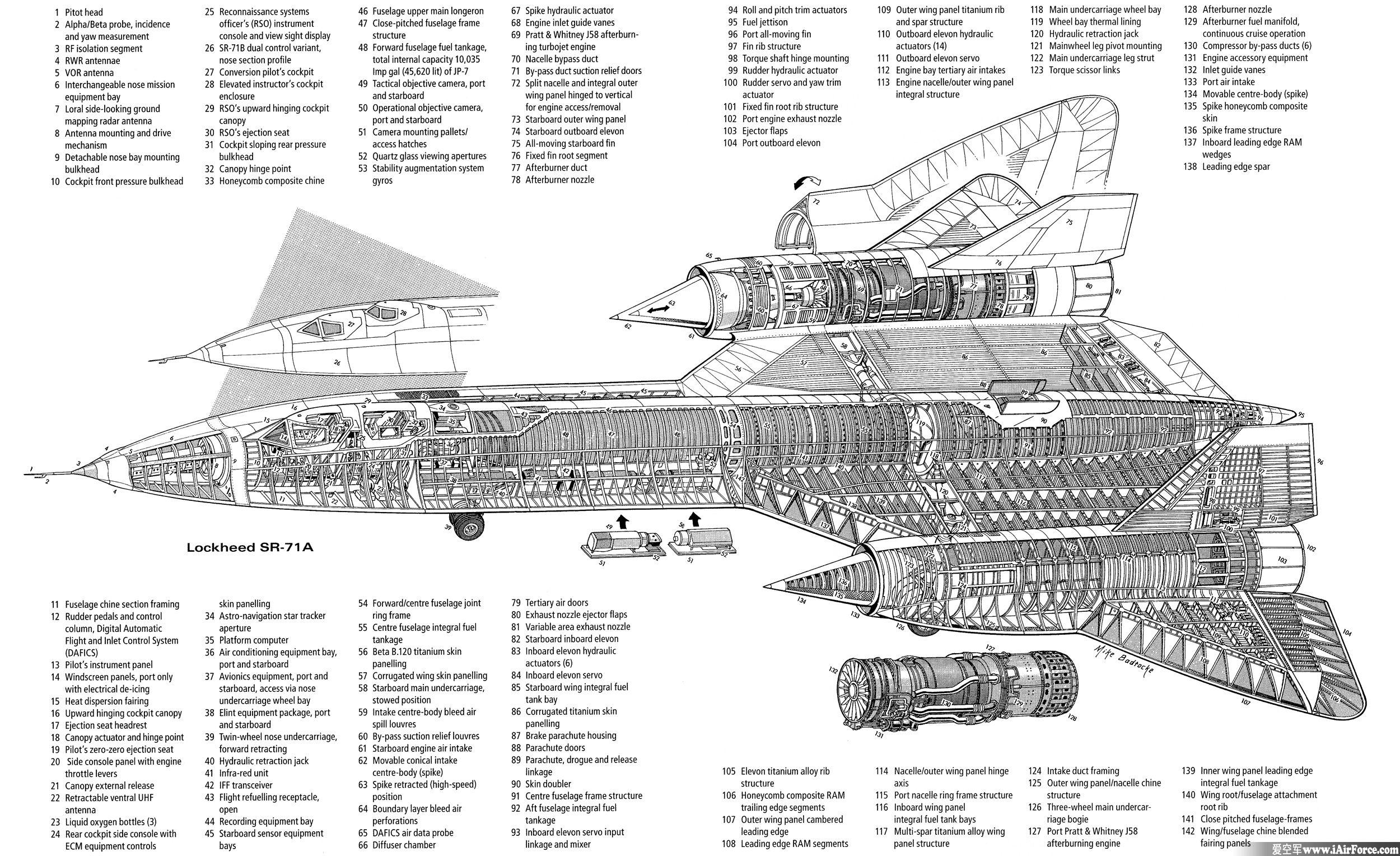 sr-71黑鸟战略侦察机 立体剖视图