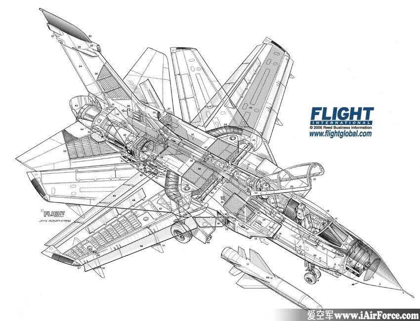 狂风 Tornado 战斗机 立体剖视图