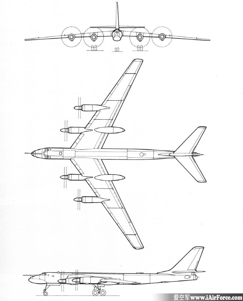 图-95(Tu-95) 战略轰炸机 三视图