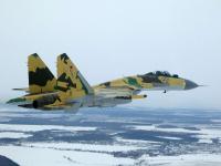 Su-35 低空飞行穿越白雪覆
